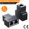 2x CAT.6a LAN Y Splitter 1 auf 2 Verteiler RJ45 Adapter Kupplung Passiv-Splitter