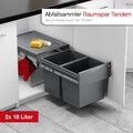Abfallsammler Raumspar Tandem dunkelgrau 2x 18L Mülleimer Küchen-Abfall Hailo