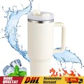 Thermobecher mit Strohhalm und Henkel, 1200ml 40oz Kaffeebecher To Go mit Deckel