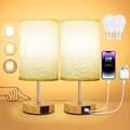 Nachttischlampe Touch Dimmbar 2er Set, Tischlampe mit Ladefunktion USB