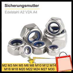 Sicherungsmutter DIN 985 Selbstsichernde M2 bis M30 Muttern Edelstahl A2 V2A A4 