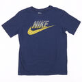 Vintage Nike Damen großes Logo blau 00er kurzärmeliges T-Shirt XL