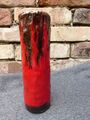 FAT LAVA Vase rot-schwarz D6,5xH21,5cm 1970er Vintage Retro Zylindervase Keramik
