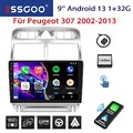 Für Peugeot 307 02-2013 9" Android 13 Carplay Autoradio GPS NAV FM RDS Wifi 32G