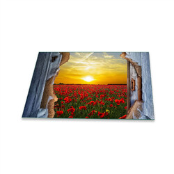 Herdabdeckplatte Ceran 1 Teilig 80x52 Blumen Rot Abdeckung Glas Spritzschutz
