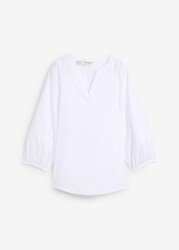 Bluse aus Baumwoll-Mix Gr. 38 Weiß Damen Tunikabluse Hemd Shirt Oberteil Neu*