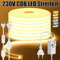230V Neon COB LED Streifen Stripe Wasserdicht Lichterkette Lichtschlauch Dimmbar