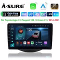 8-Core Android 14 Autoradio Carplay WiFi GPS Navi für Toyota Aygo II Peugeot 108