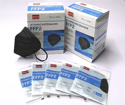 50  x FFP2 Maske Atemschutzmaske Schwarz Zertifiziert 5-Lagig Mundschutz CE0598