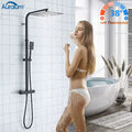 Duschsystem mit Thermostat Duscharmatur Regendusche Duschset Handbrause Schwarz