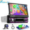 4+64G 1Din 7'' Android 13 Autoradio GPS Navi Carplay Elektrischer Flip Out +Kam