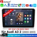 DAB+ Android 14 Für AUDI A3 8P 2003-2013 Autoradio 4+64GB Carplay GPS Nav BT RDS