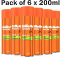 Gillette Fusion5 Ultra Sensitive Herren Rasiergel - 200 ml x 6
