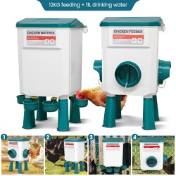 Futterautomat hühner Futtertrog Futterspender Tränkeset Trog Geflügel 11L/12KG