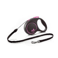 FLEXI Black Design S Hundeleine Seil 5 m Rosa