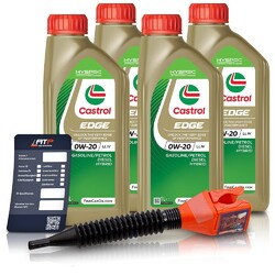 4x 1 L LITER CASTROL EDGE 0W-20 LL IV MOTORÖL MOTOREN-ÖL 32663157### INKL. ÖLWECHSEL-ANHÄNGER + EINFÜLLTRICHTER ###