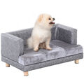 Hundesofa Haustiersofa Hundebett Hundematte Wohnzimmer PU-Leder Kurzplüsch Grau