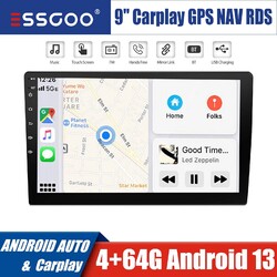 9" 2 DIN Apple Carplay Android 13 Autoradio 4+64G GPS Navi Bluetooth WIFI RDS FM
