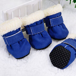 4x Hundeschuhe Pfotenschutz Anti-Rutsch Wasserdicht Fleece Hundestiefel Socken