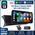 Android 13 DAB+ Autoradio 6+128G Carplay Für Benz W204 S204 NTG4.5 GPS Navi KAM+