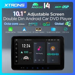 XTRONS 10,1" Autoradio 2 DIN Android 14 4G+64GB QLED DVD GPS CarPlay Global 4G