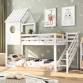 Etagenbett 90 x 200 cm Hochbett Stockbett Massivholz Kinderbett mit Treppe Weiß