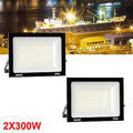 2x300W LED Fluter Flutlicht Strahler Scheinwerfer Außen Baustrahler Warmweiß DE