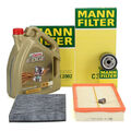 MANN Filterset 3-tlg + 5L CASTROL 5W30 Motoröl für VW GOLF 4 BORA 1.6 FSI 110 PS