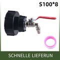 IBC Adapter S100 x 8 Grobgewinde 3/4” Kugelhahn Auslaufventil Regenwassertank
