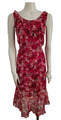 Elegantes Rotes Abendkleid Sommerkleid Geblümt Vintage 90s Damen M 38 L 40