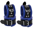 BDSM HQ Bondage Set echt Leder Fesselset Handfesseln Fußfesseln gepolstert blau