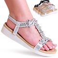Damenschuhe Keil Sandalen Plateau Riemchen Sandaletten Glitzer Keilabsatz Blume