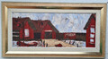 Großes Ölgemälde Oil Painting Meisterwerk Winter Natur Stadt Schnee Abstrakt 297