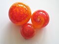 Glaskugel - Fensterkugel -  Dekokugel aus Glas.3 er - Set. rot / orange.