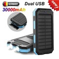 Solar Power Bank 30000mAh Tragbar Externer Batterie Ladegerät für alle Handy