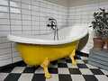 Exclusive freistehende Badewanne Acrylwanne RETRO Wanne gelb 170cm