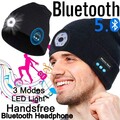 Wintermütze warme Strickmütze mit LED Licht aufladbar USB Beanie Mütze DE STOCK