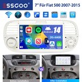 7" Autoradio Android 14 Apple Carplay 2+64GB GPS NAV RDS Für Fiat 500 2007-2015