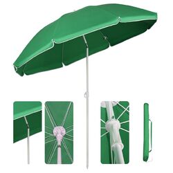 Sonnenschirm mit Schutzhülle Gartenschirm Strandschirm Ø160cm UV-Schutz Grün