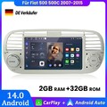 2+32GB Android 14 Autoradio Carplay GPS NAVI BT WIFI DAB+ Für Fiat 500 2007-2015