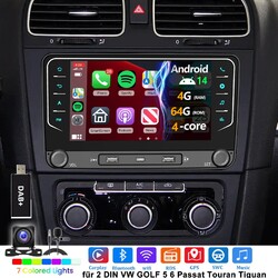 DAB+ 64GB Für VW Tiguan 2007-15 T5 Transporter Android 14 Carpaly Autoradio GPS