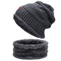 Beanie Mütze + Loop Schal Strickmütze Fellmütze Damen Herren 2 tlg. Winter warm