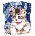 Gr. 40/42 Damen T Shirt Katzenmotiv Sommershirt Katzenfreund 10204
