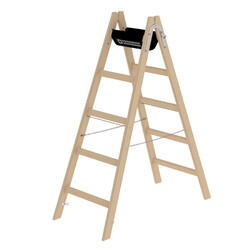 Günzburger Holz-Stehleiter klappbar 2x5 Sprossen beidseitig begehbar AH 2,80 m