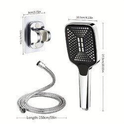 Duschkopf 3-Strahlarten Große Handbrause Duschbrause Chrom DE