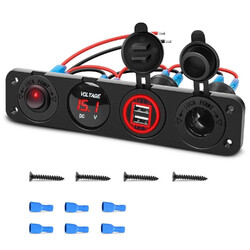 12V-24V Dual USB Auto Zigarettenanzünder Steckdose Kfz Ladegerät Voltmeter LKW