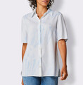 165896+ Creation L by heine Damen Bluse kurzarm weiß - eisblau NEU Gr. 38 - 48