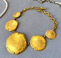 Vintage Sonia Rykiel Paris Halskette Collier Logo Gold farbig 40cm Schmuck Set