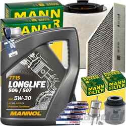 MANN INSPEKTIONSPAKET+5L MANNOL 504 5W-30 ÖL passend für AUDI A1 VW POLO 6R1 TSI