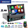 7" 1 DIN DAB+ 6+128G Flip Out Carplay Android 14 Autoradio GPS KAM+ Bluetooth FM